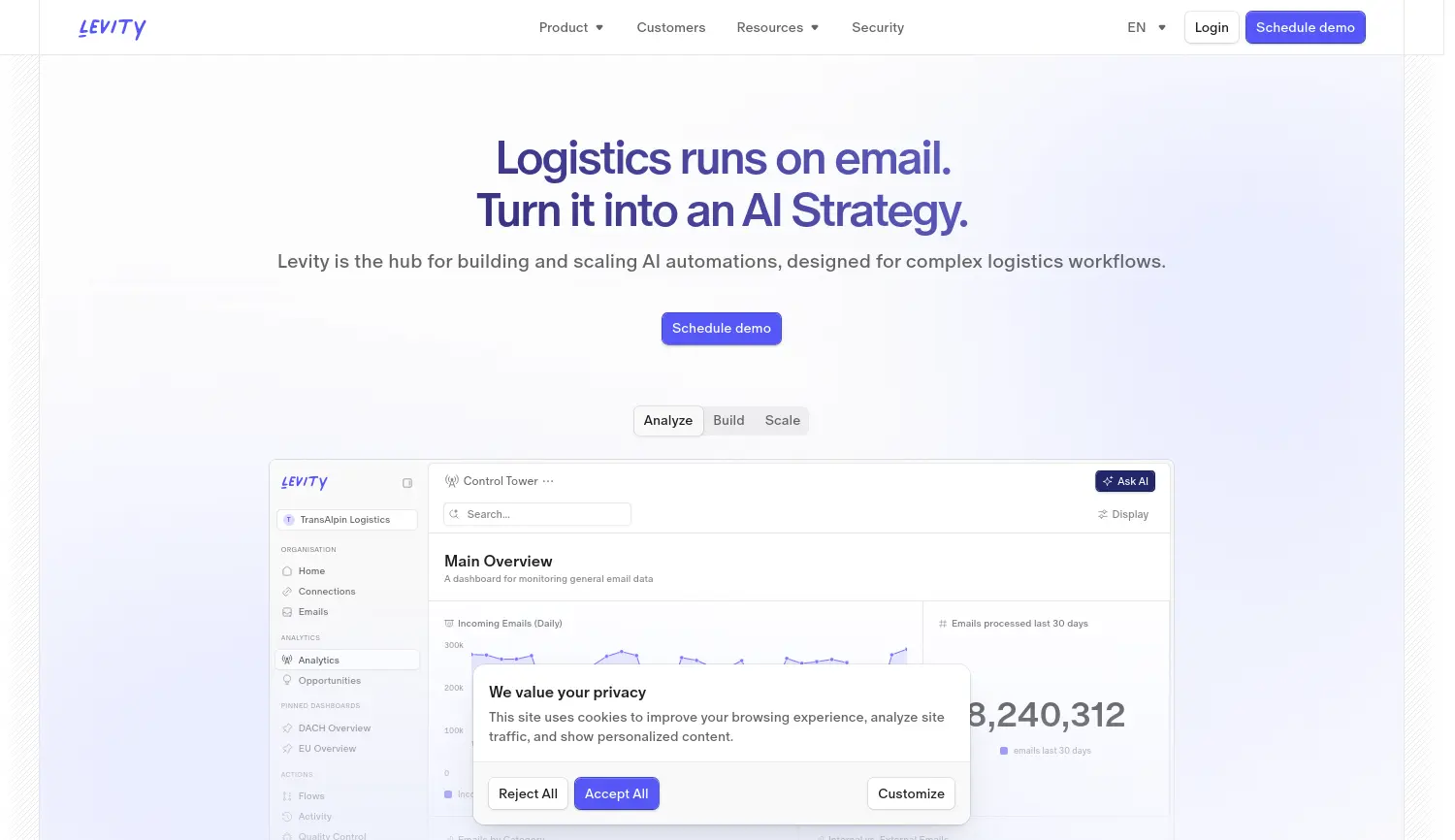 Website-Screenshot von Levity