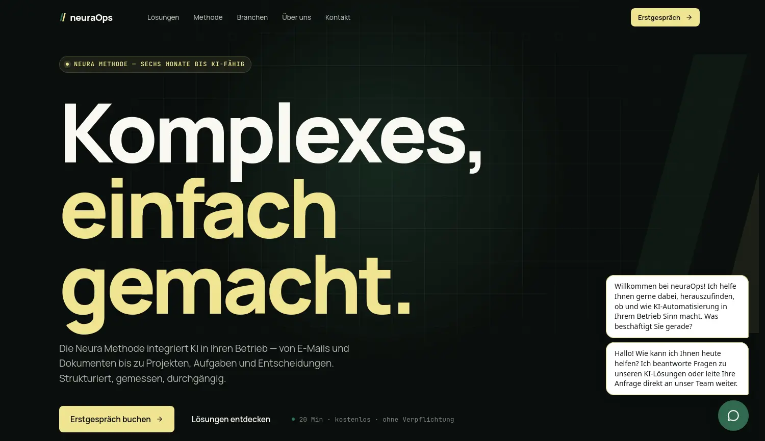 Website-Screenshot von neuraOps