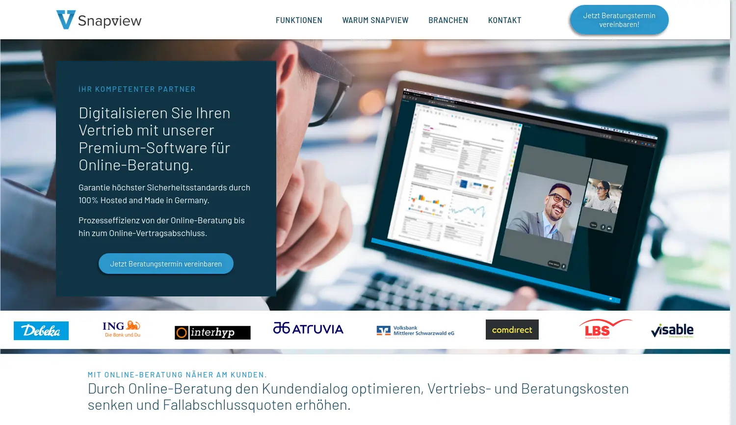 Website-Screenshot von Snapview