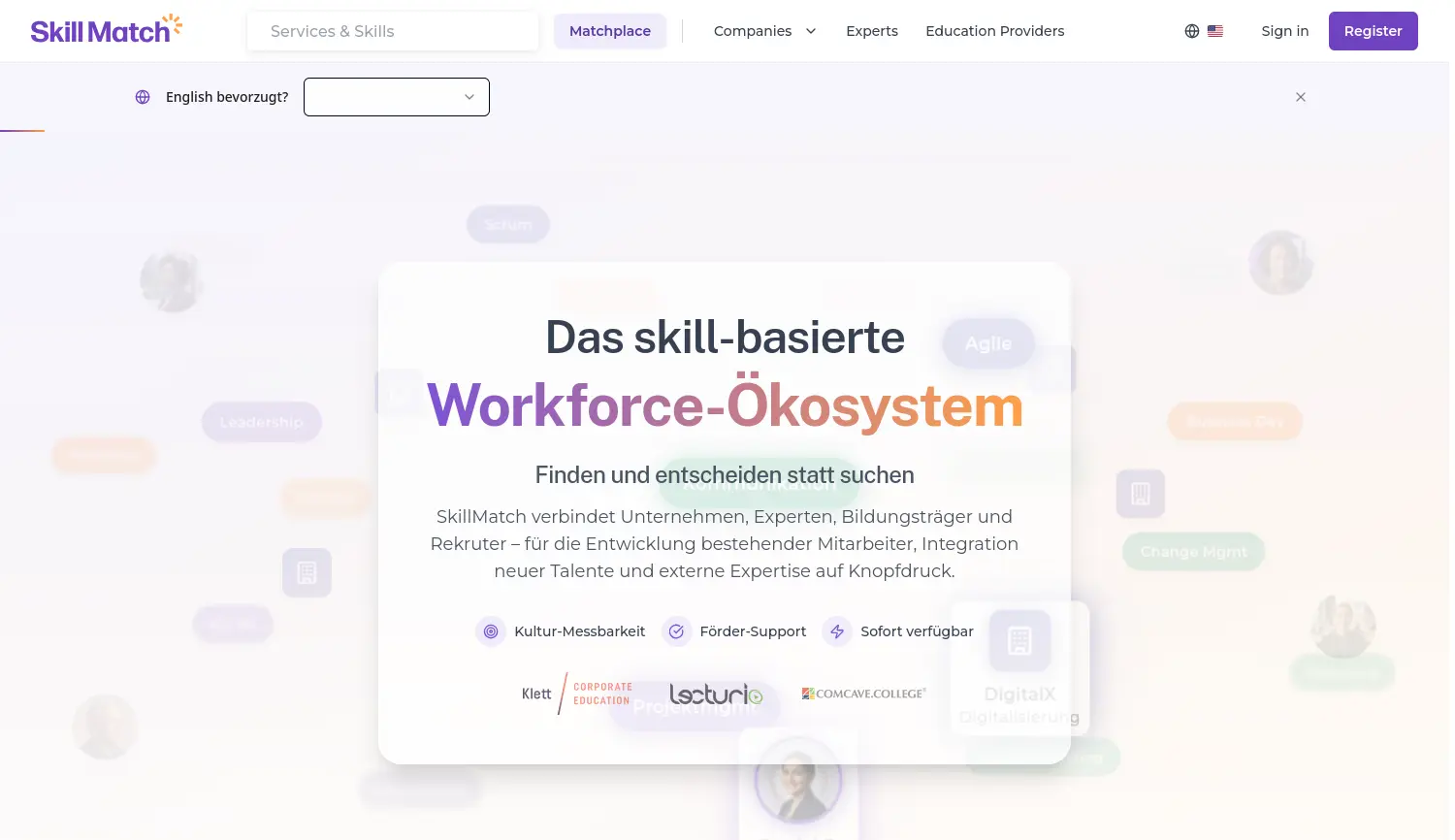 Website-Screenshot von SkillMatch
