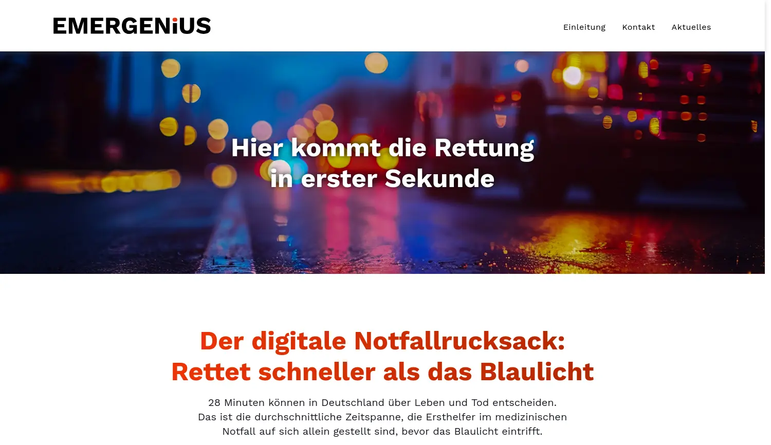 Website-Screenshot von Emergenius