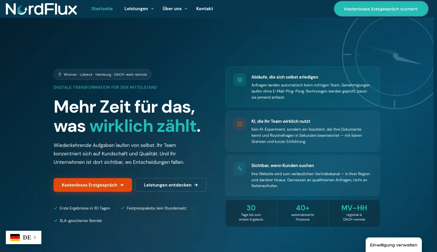 Website-Screenshot von NordFlux