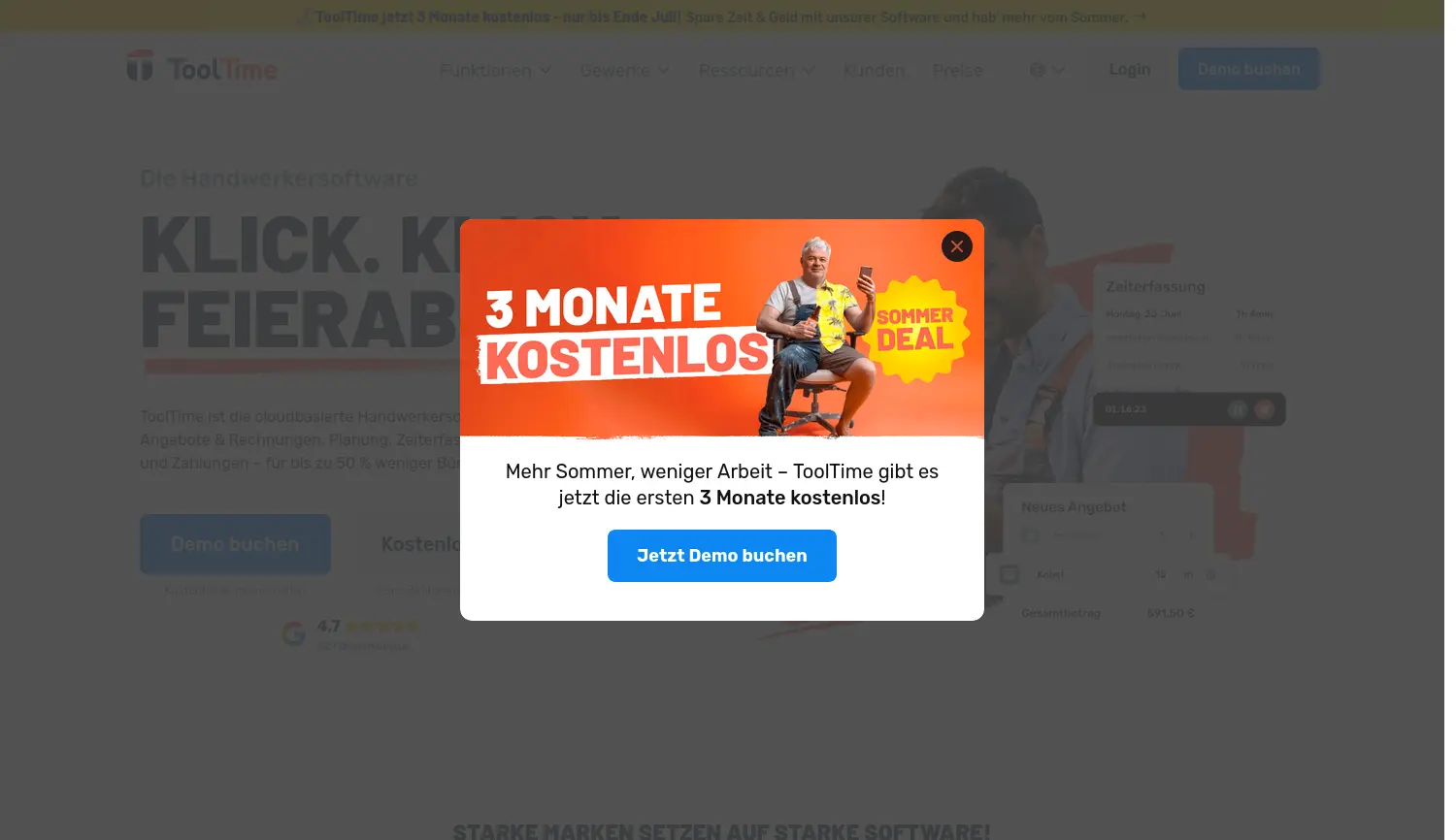 Website-Screenshot von ToolTime