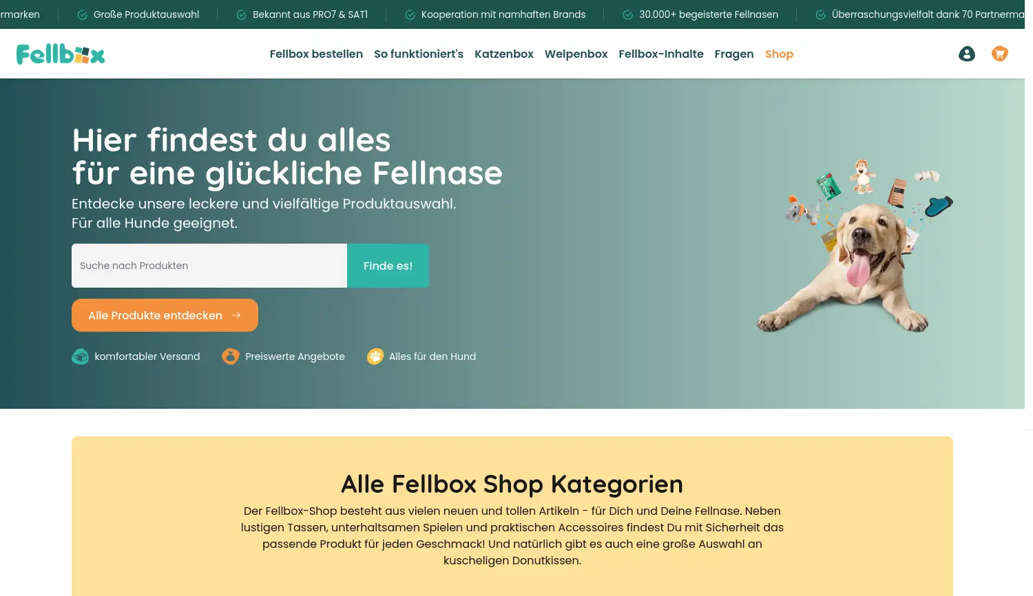 Website-Screenshot von Fellbox