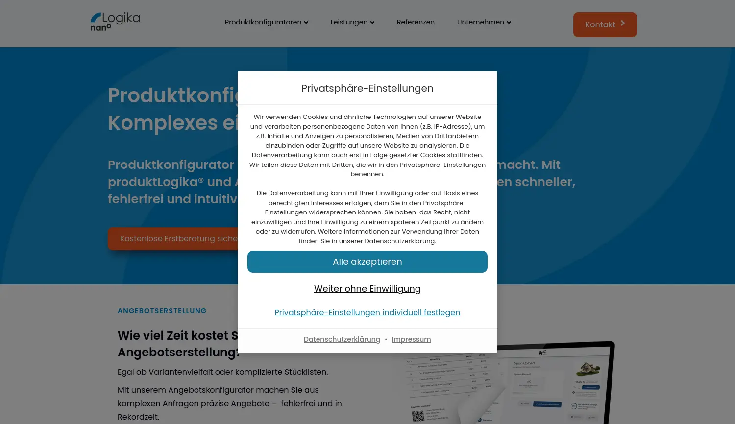 Website-Screenshot von nanoLogika