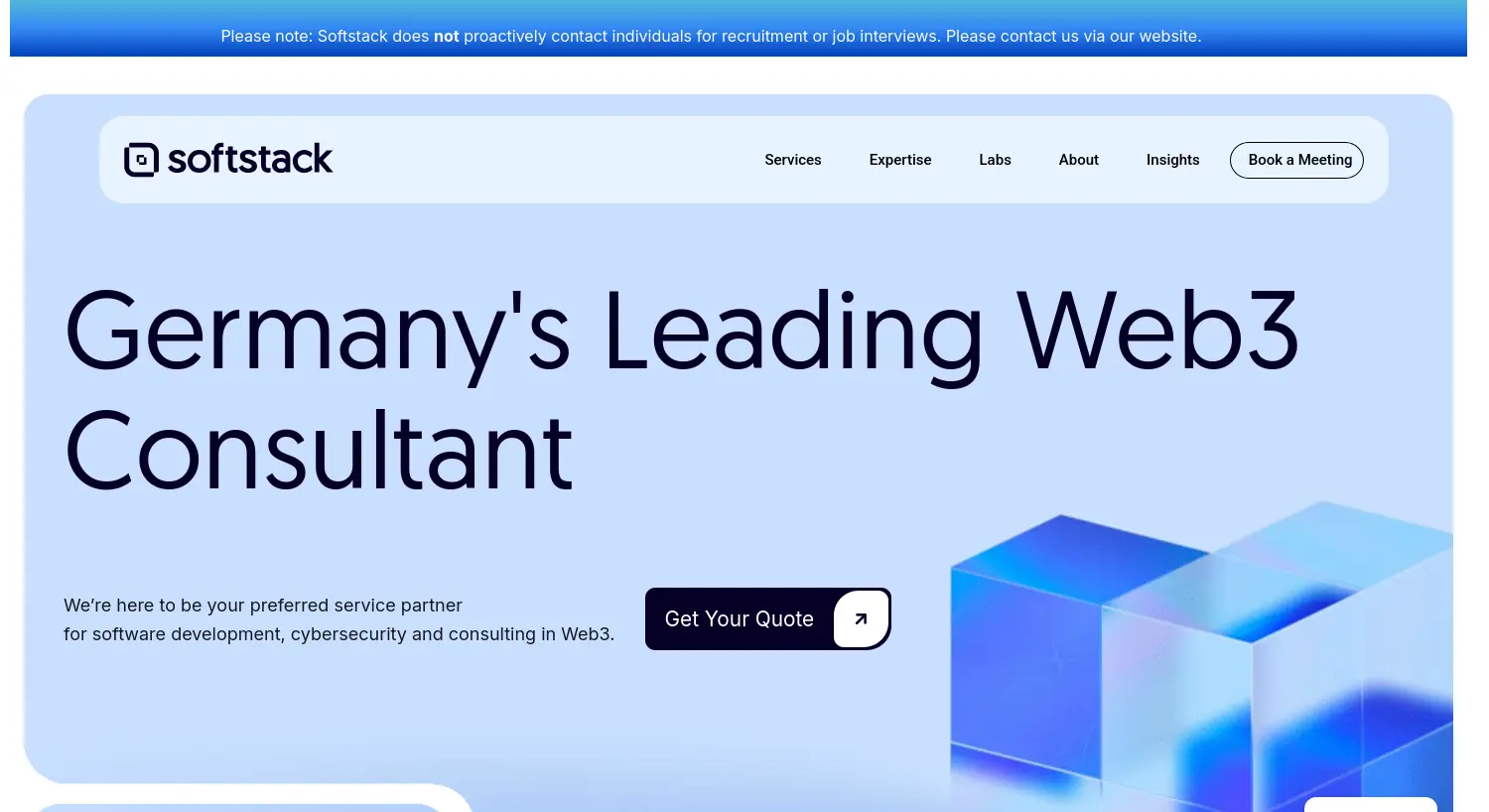 Website-Screenshot von softstack