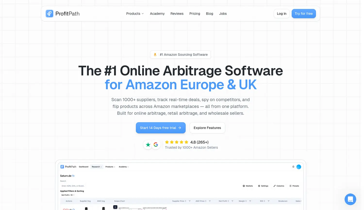 Website-Screenshot von ProfitPath