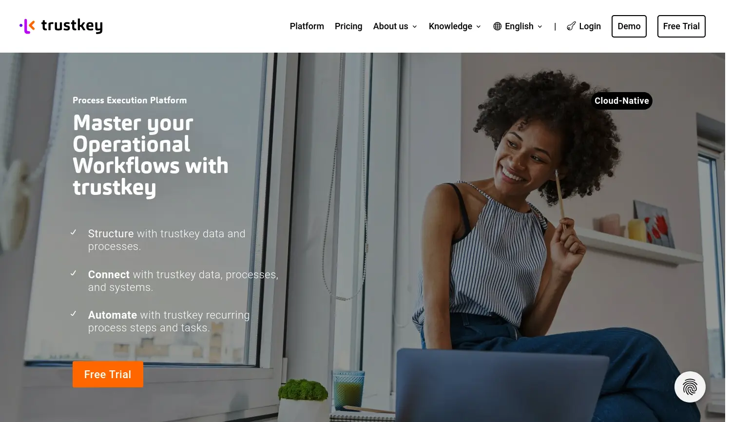 Website-Screenshot von trustkey
