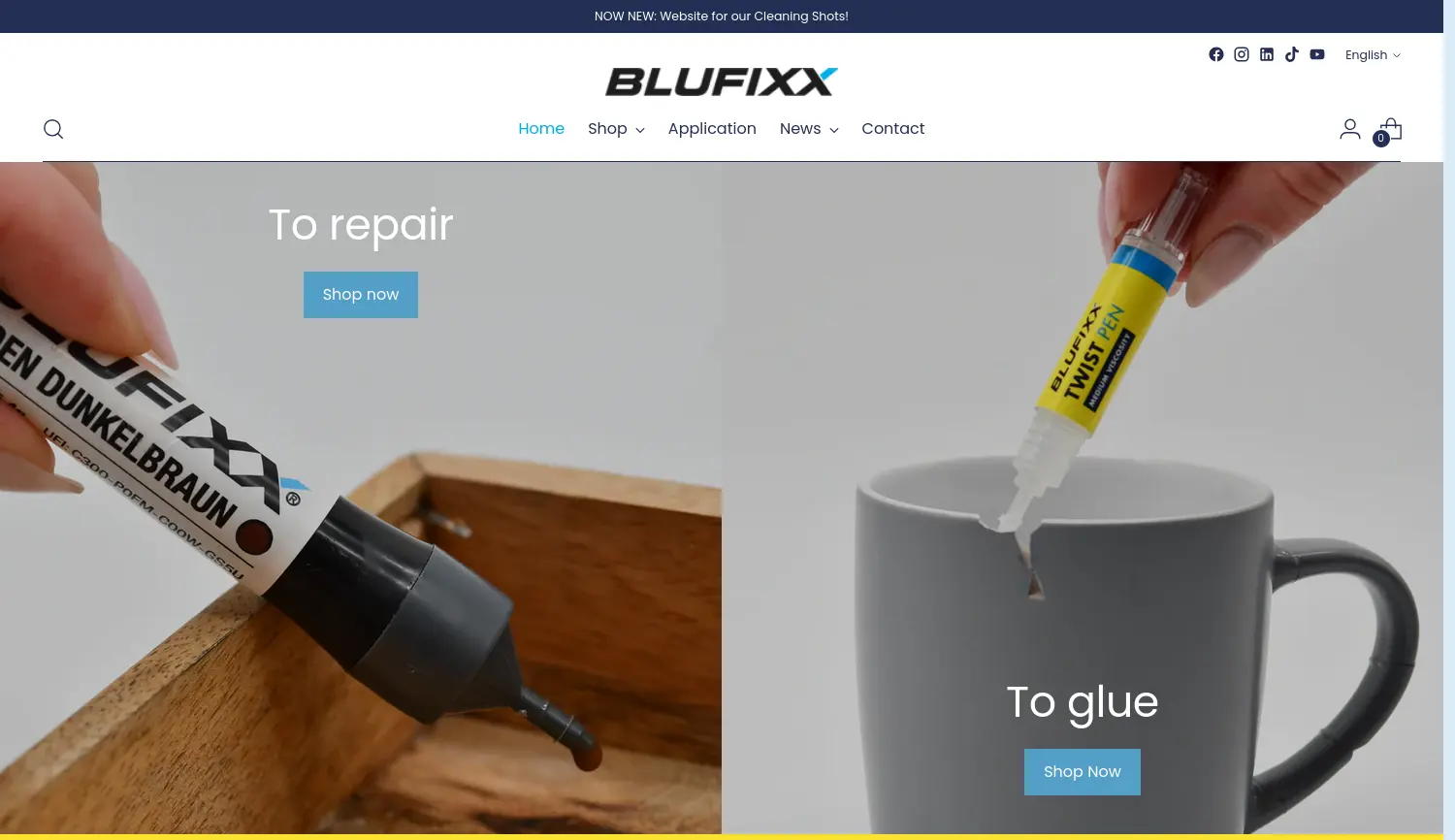 Website-Screenshot von BLUFIXX