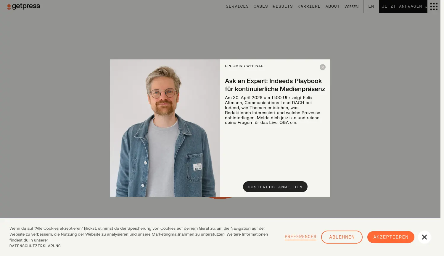 Website-Screenshot von getpress