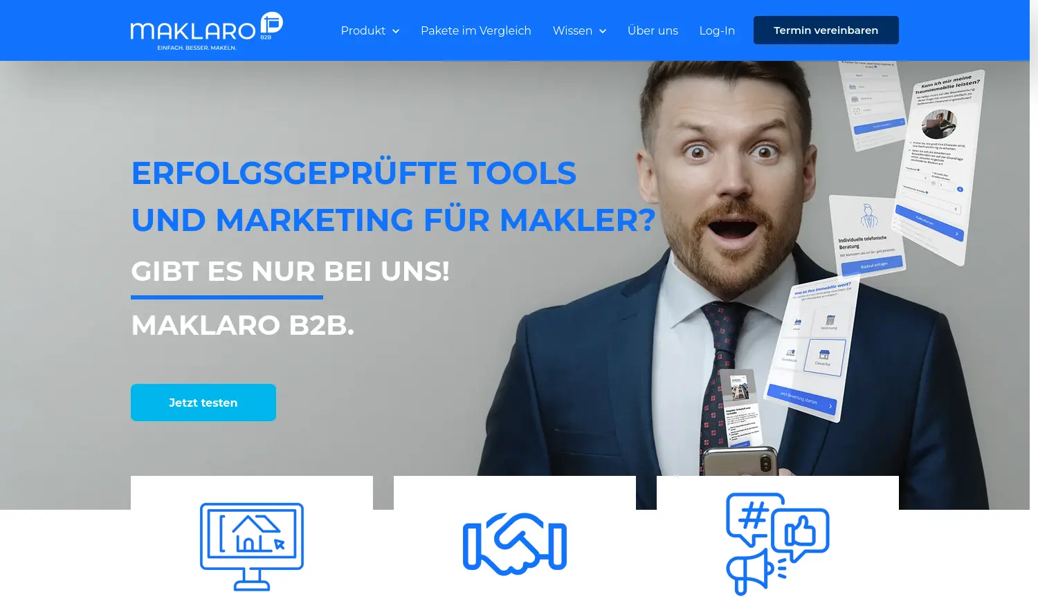 Website-Screenshot von Maklaro