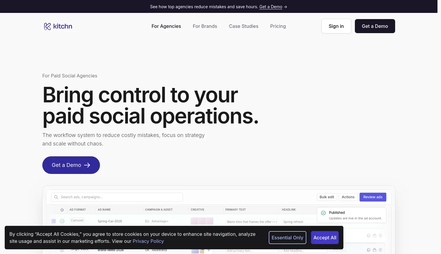 Website-Screenshot von Kitchn.io