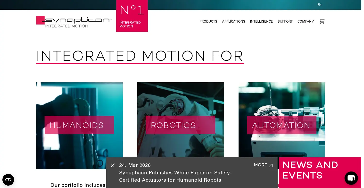 Website-Screenshot von Synapticon