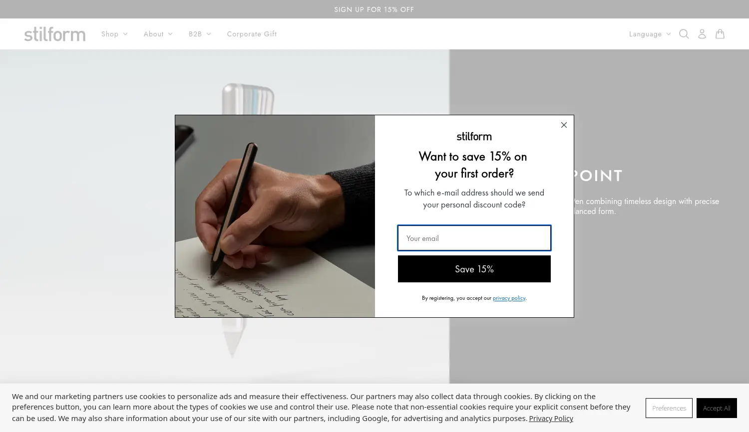 Website-Screenshot von stilform
