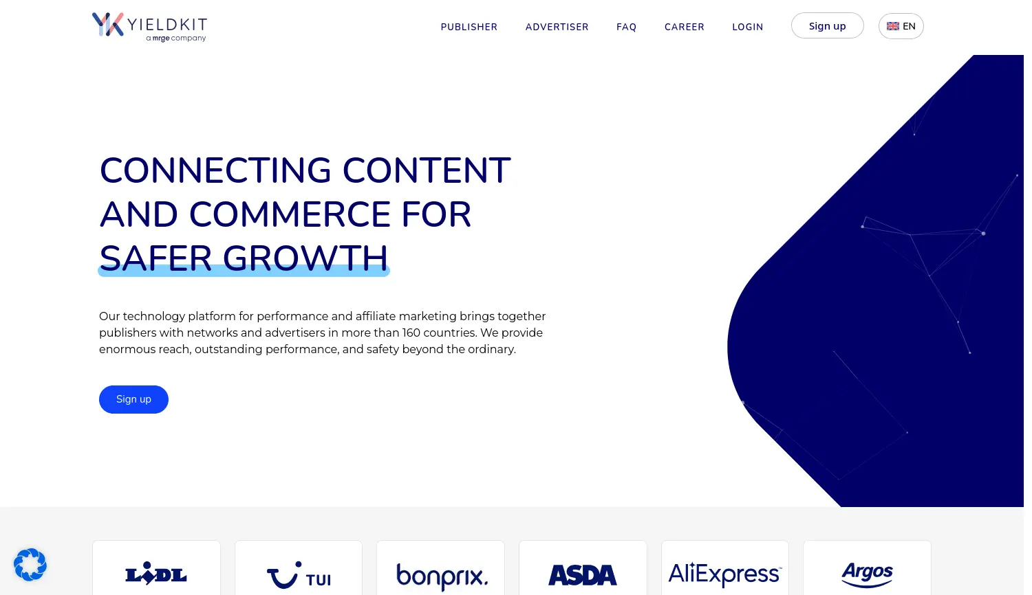 Website-Screenshot von YIELDKIT
