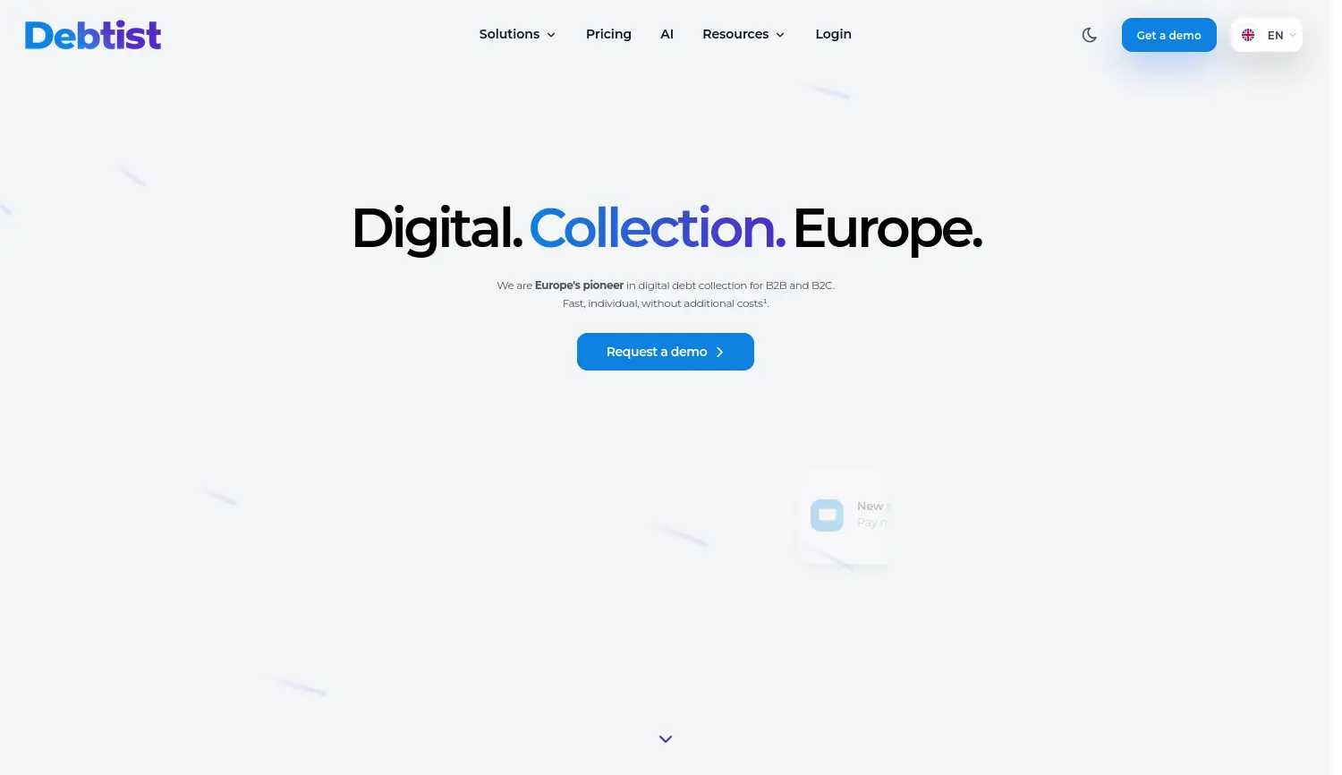 Website-Screenshot von Debtist