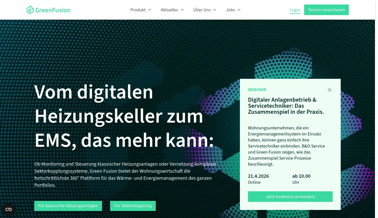 Website-Screenshot von Green Fusion