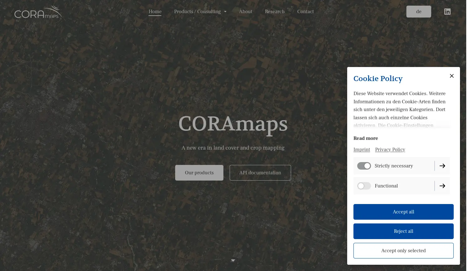 Website-Screenshot von CORAmaps