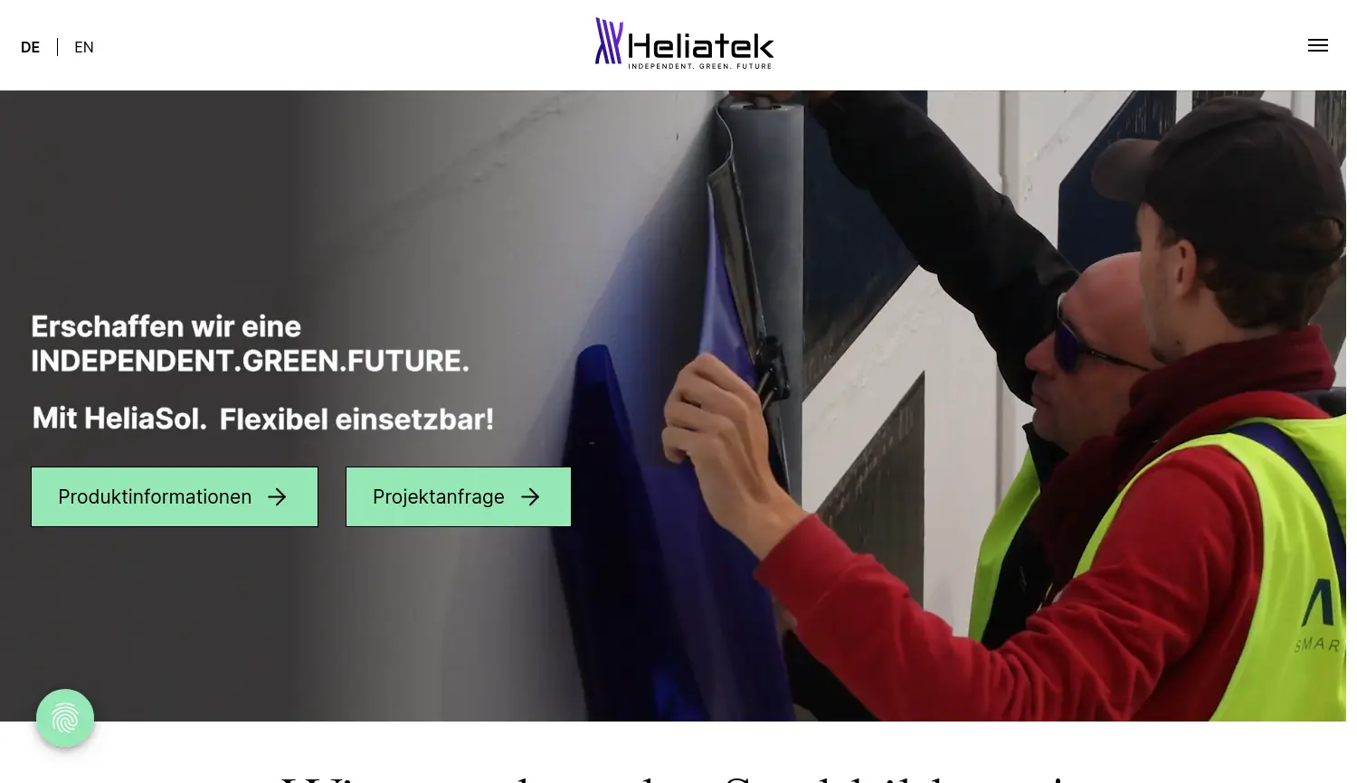 Website-Screenshot von HELIATEK