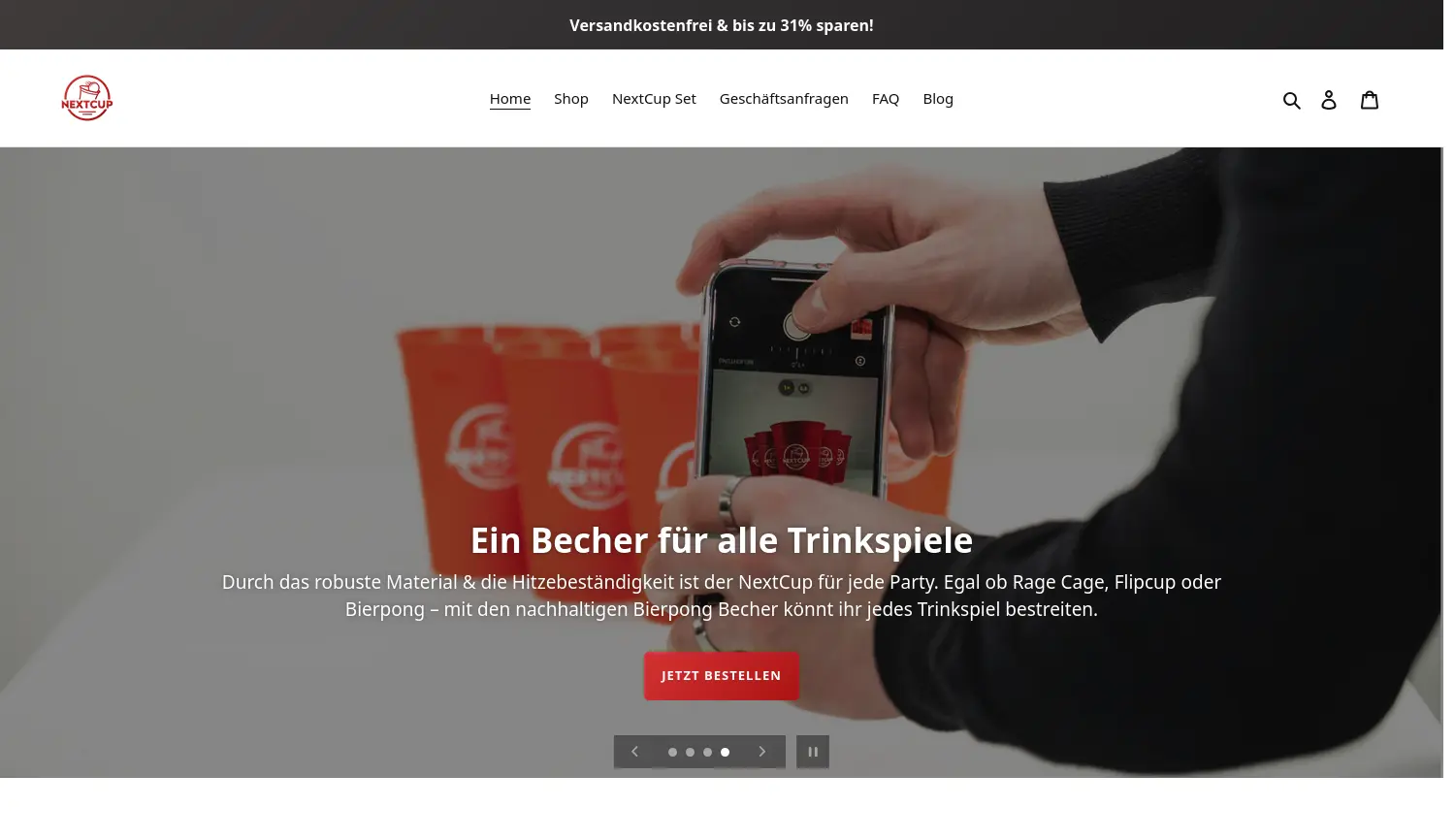 Website-Screenshot von NextCup