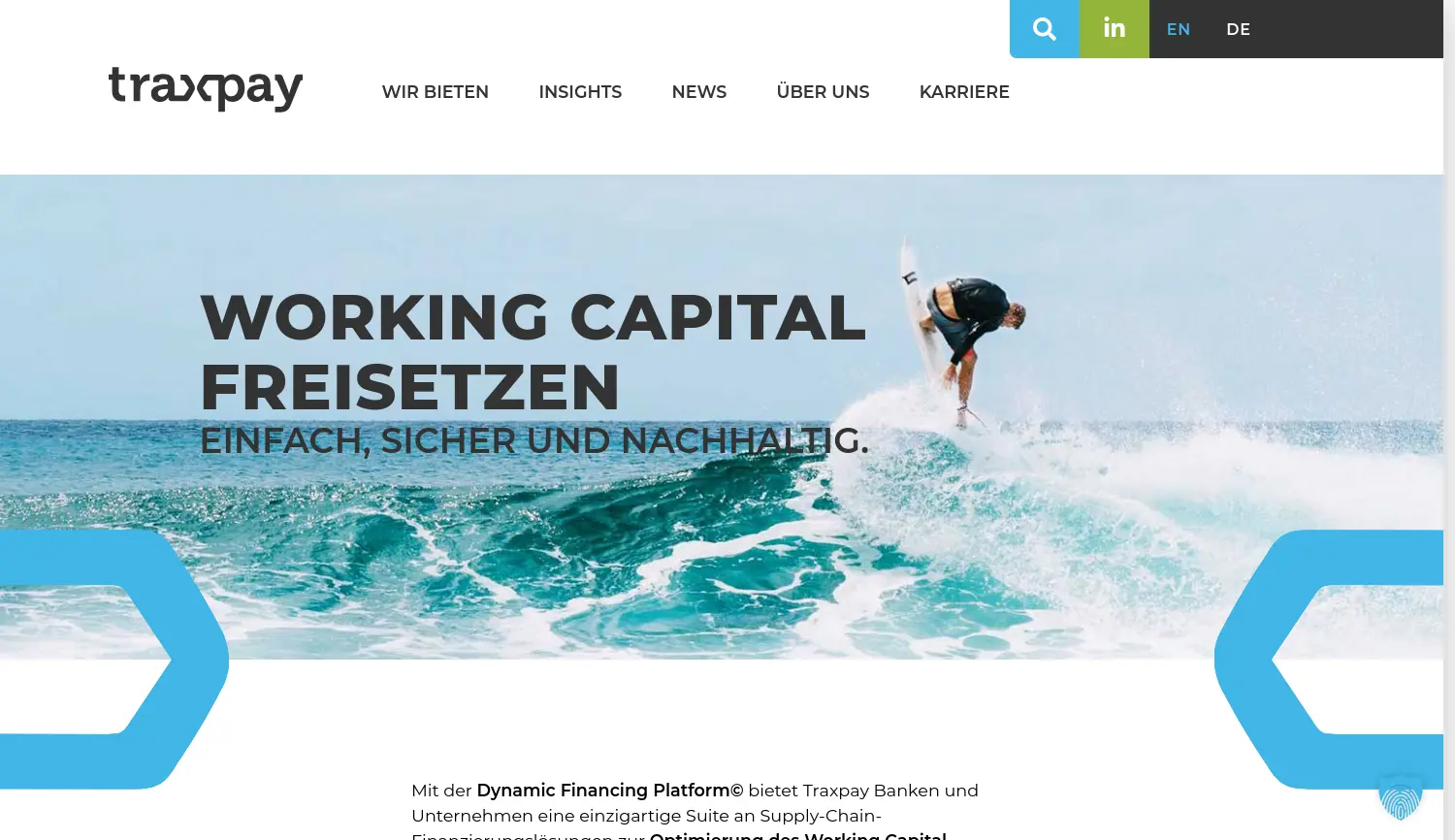 Website-Screenshot von TRAXPAY