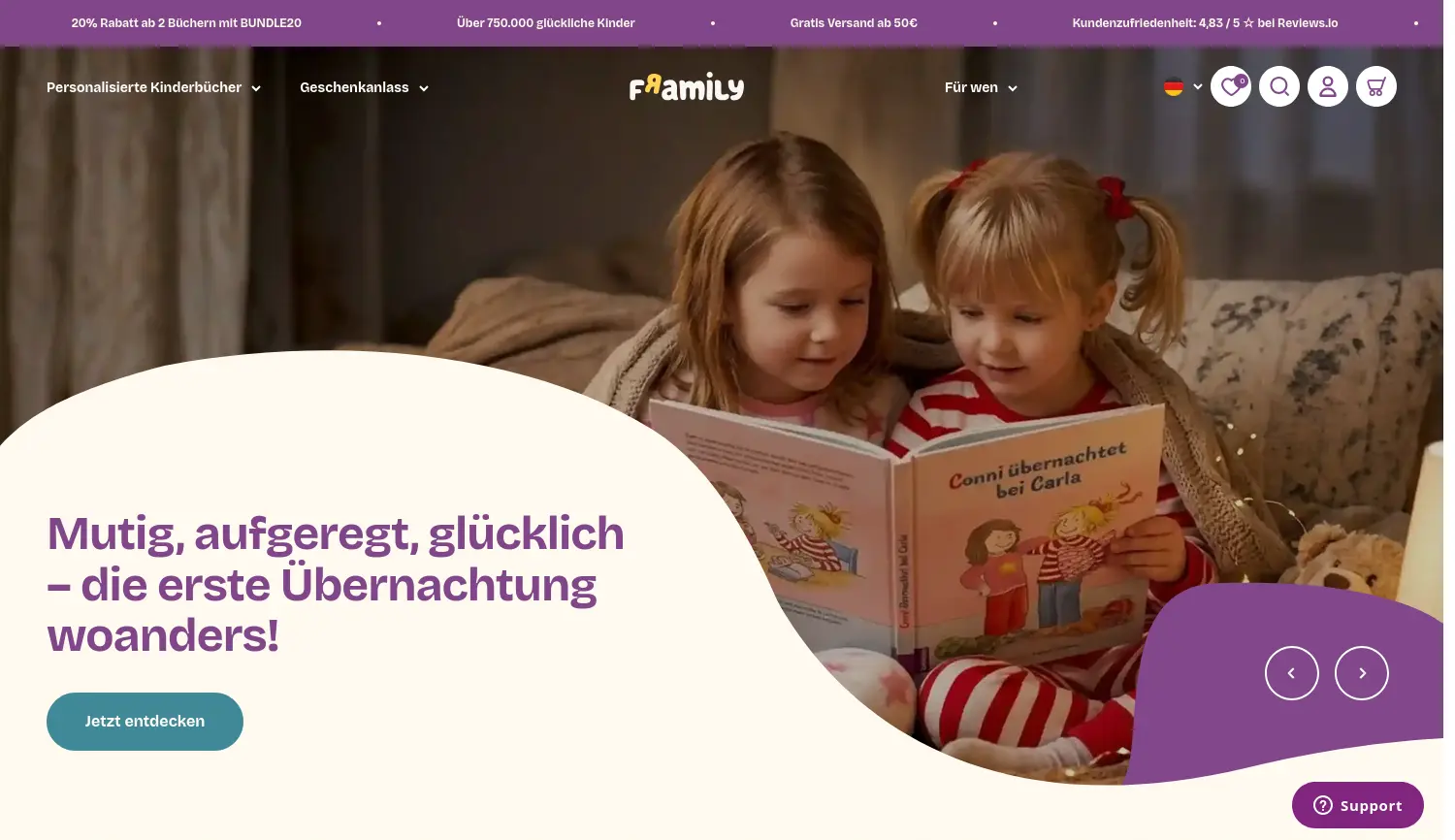 Website-Screenshot von Framily