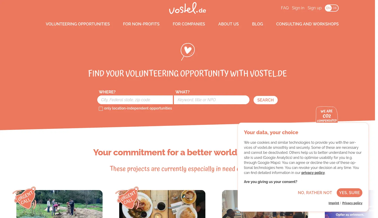 Website-Screenshot von vostel