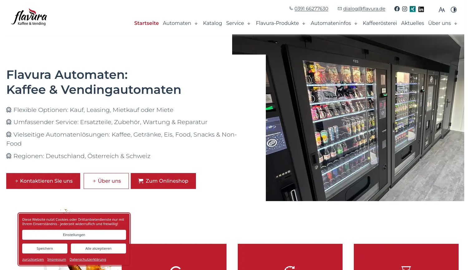 Website-Screenshot von Flavura
