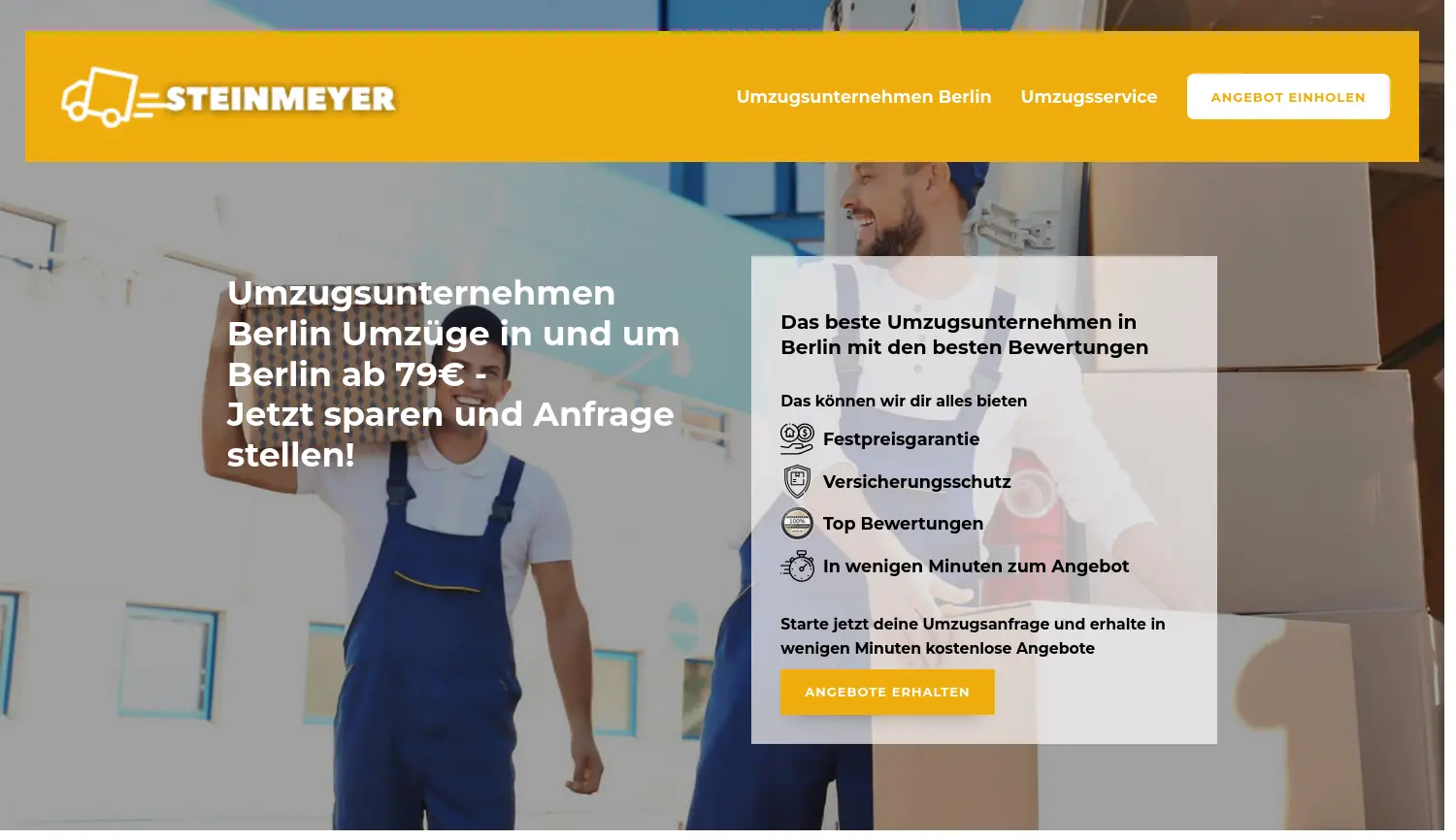 Website-Screenshot von Steinmeyer Umzüge Berlin
