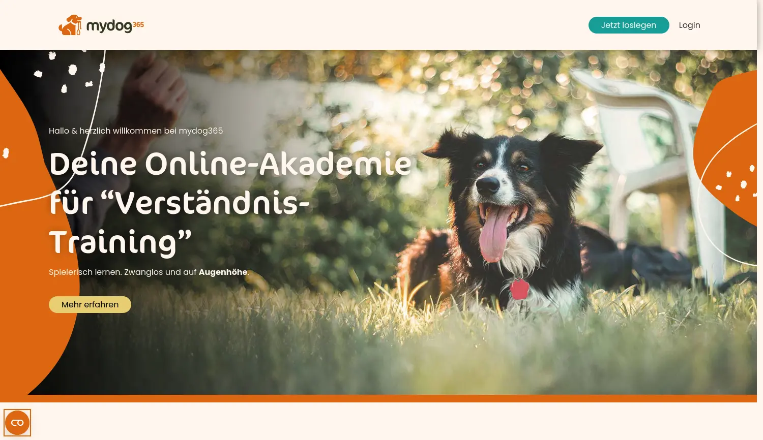 Website-Screenshot von MyDog365