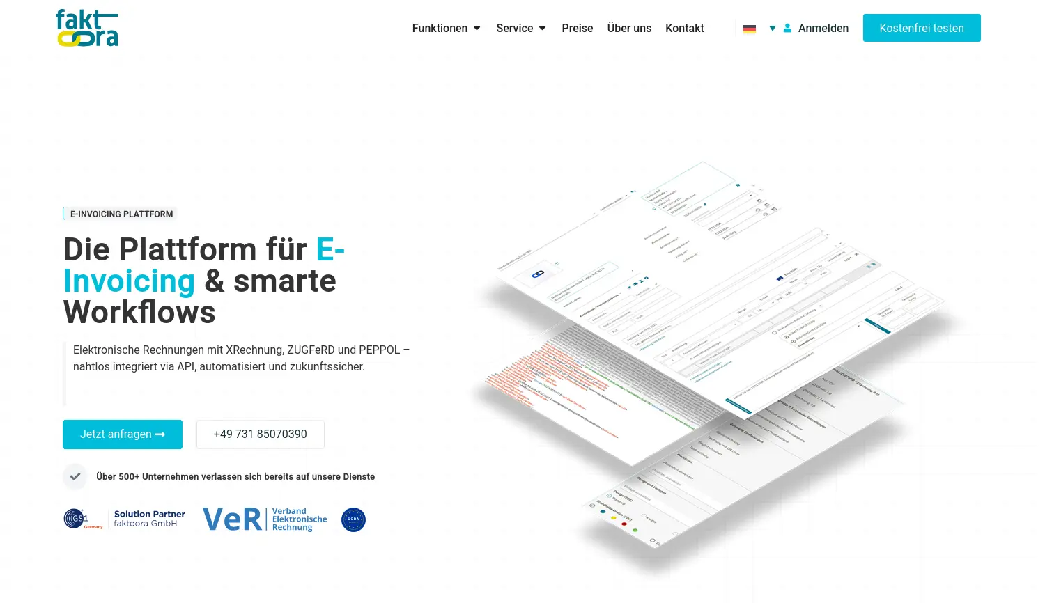 Website-Screenshot von faktoora