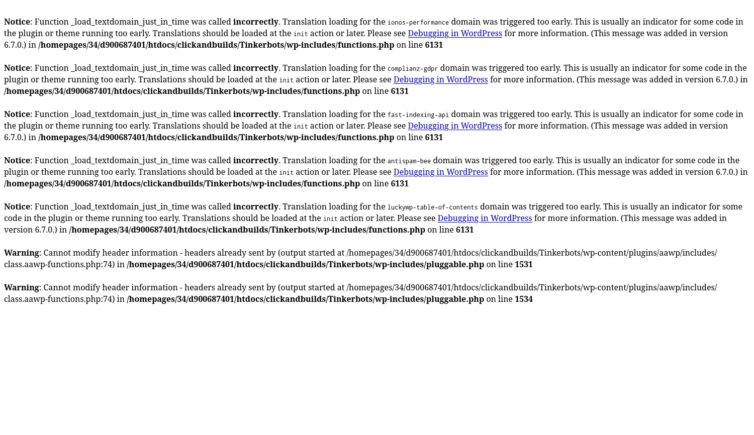 Website-Screenshot von TINKERBOTS