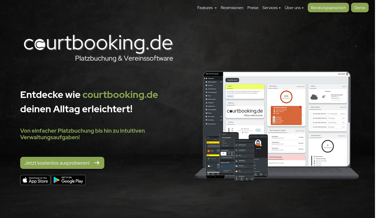 Website-Screenshot von courtbooking.de