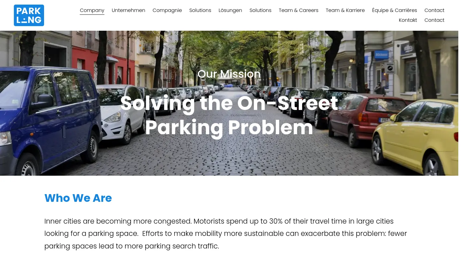 Website-Screenshot von Parkling