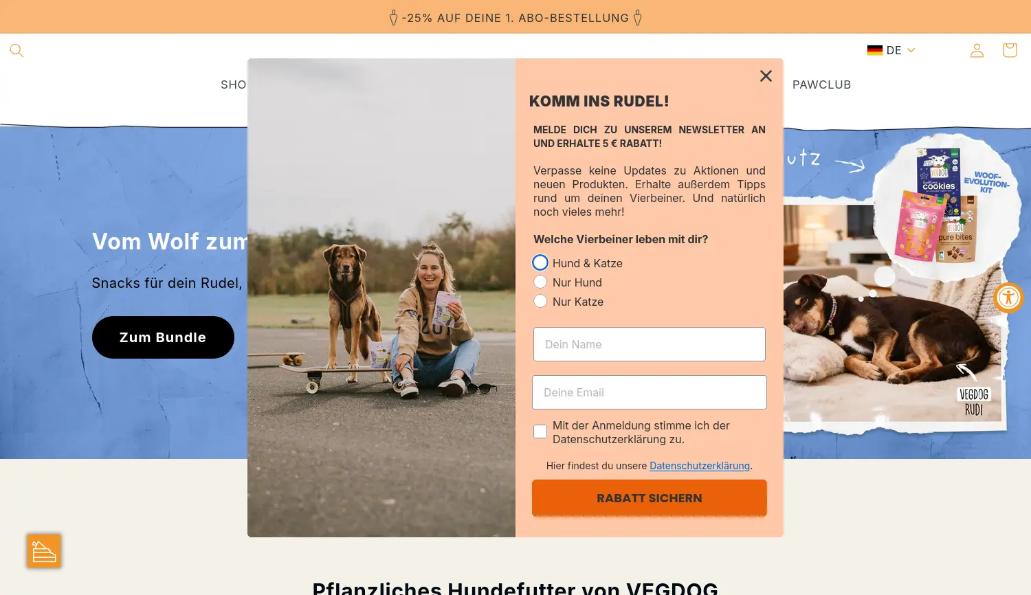 Website-Screenshot von VEGDOG