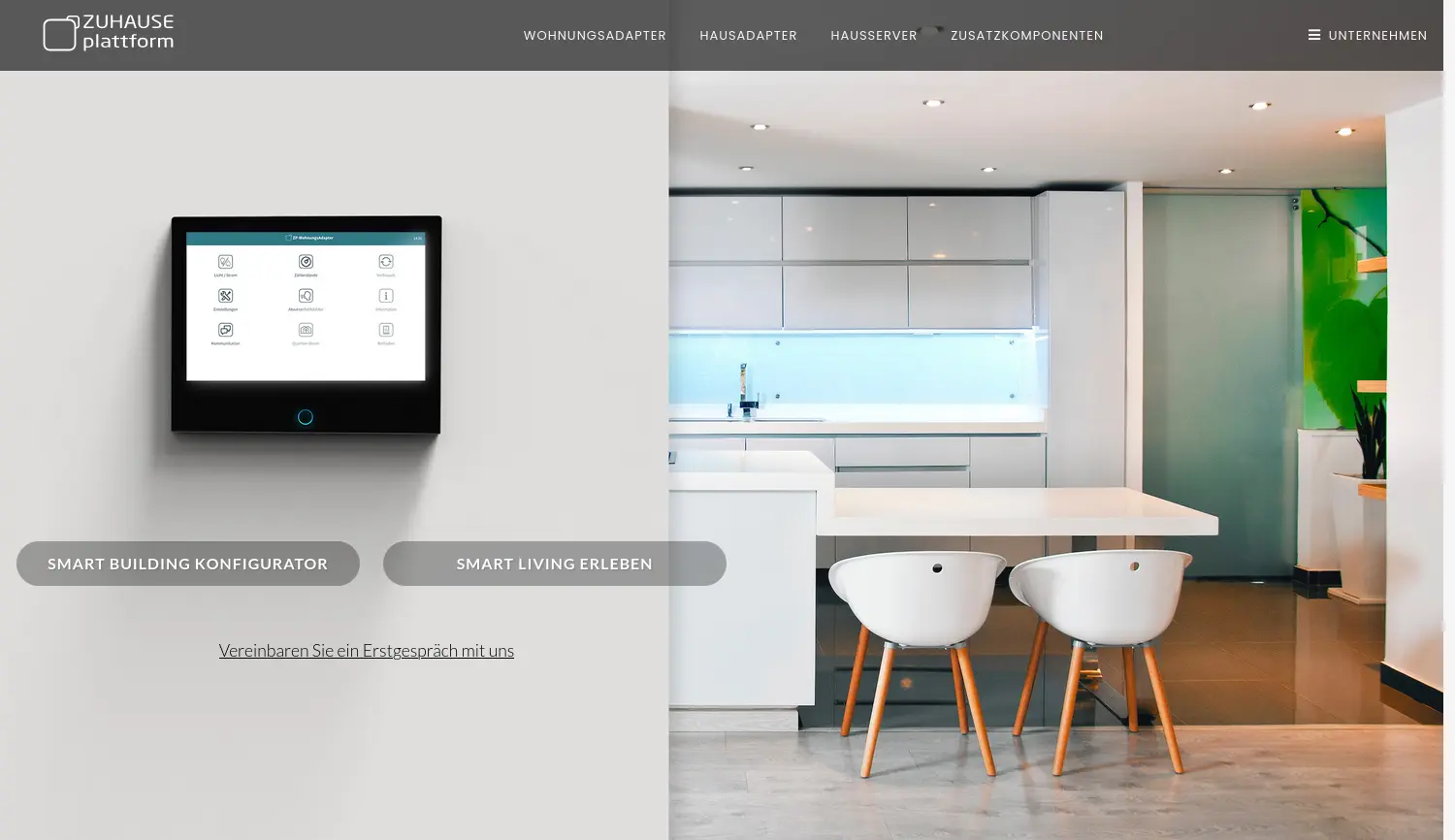 Website-Screenshot von ZP Zuhause Plattform