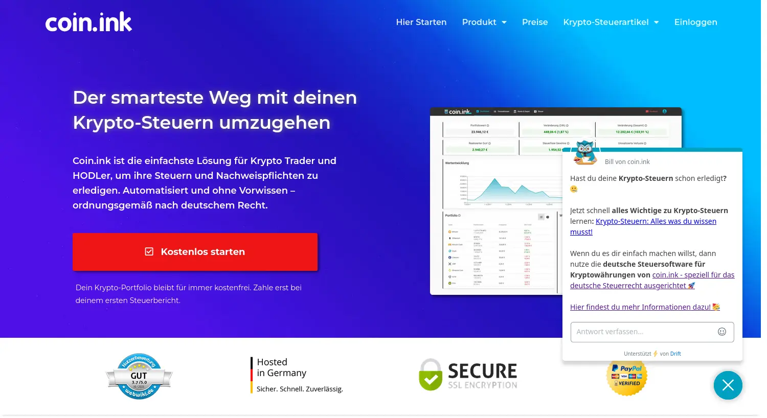 Website-Screenshot von Think Crypto
