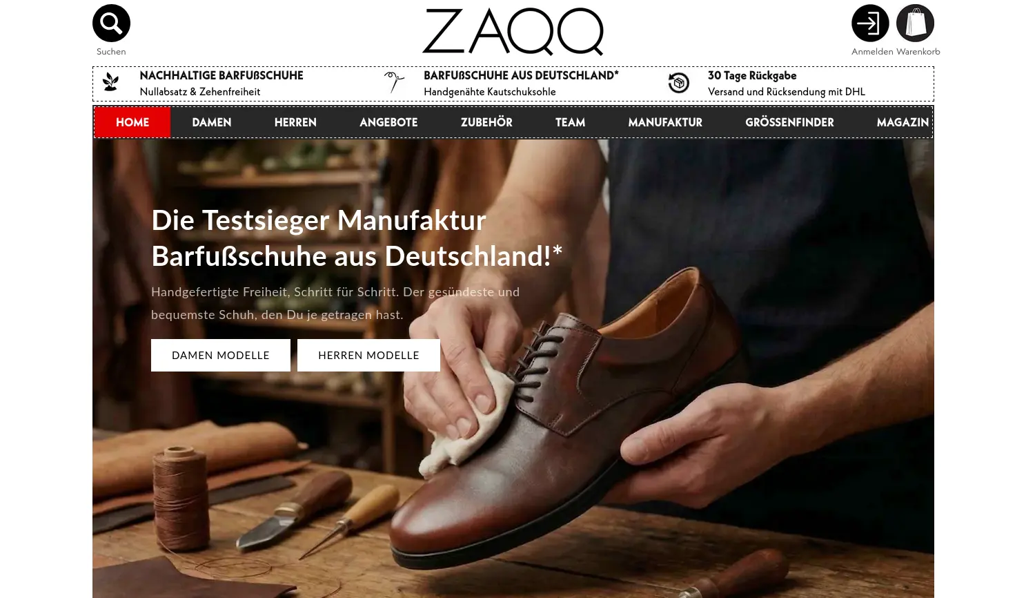 Website-Screenshot von ZAQQ