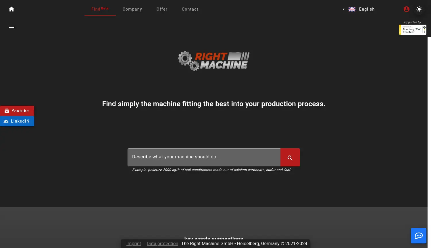 Website-Screenshot von The Right Machine