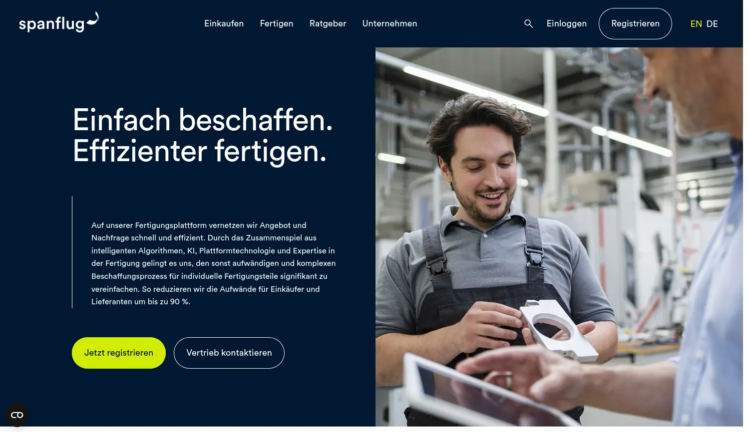 Website-Screenshot von Spanflug