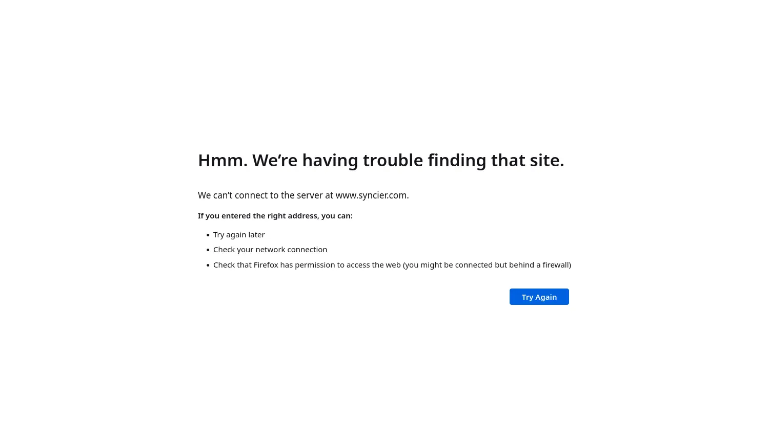 Website-Screenshot von Syncier