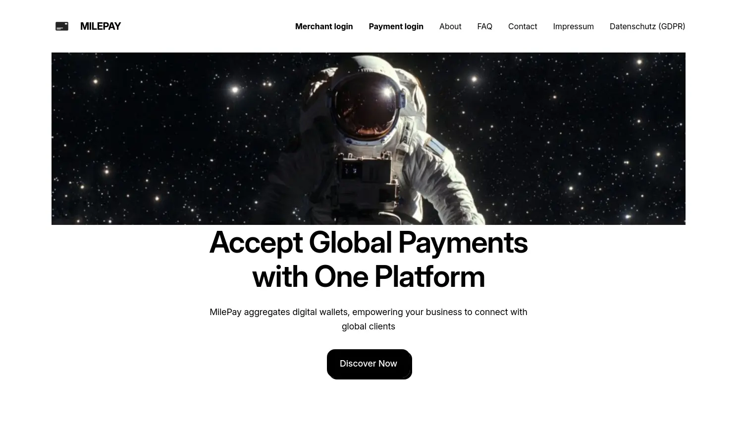Website-Screenshot von MILEPAY
