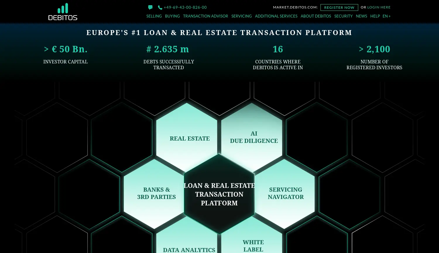 Website-Screenshot von Debitos