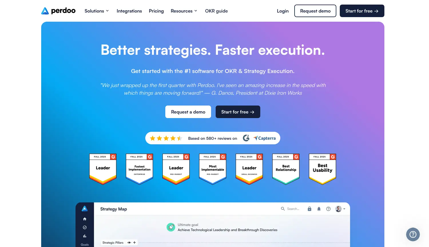 Website-Screenshot von Perdoo