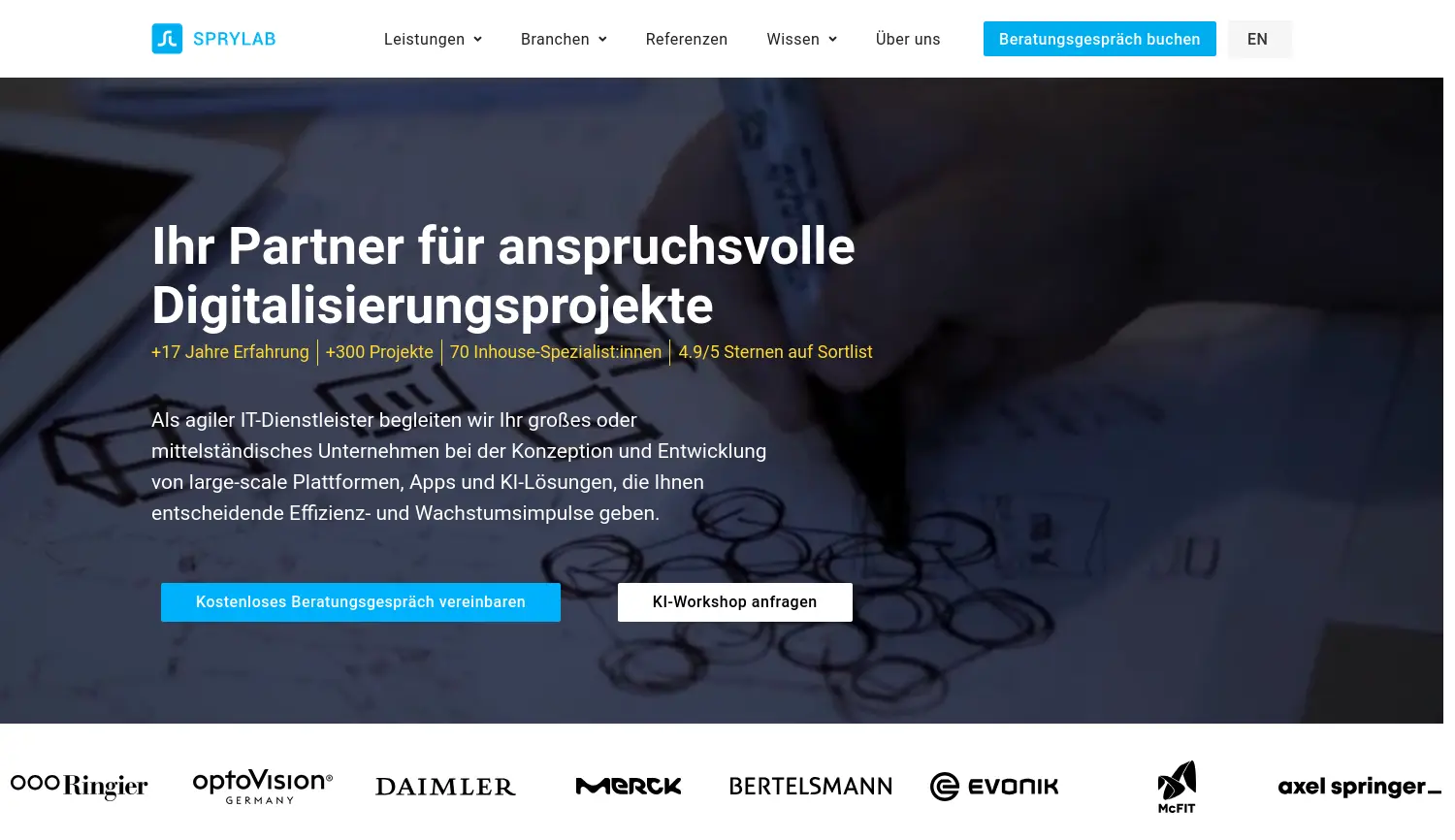 Website-Screenshot von SPRYLAB