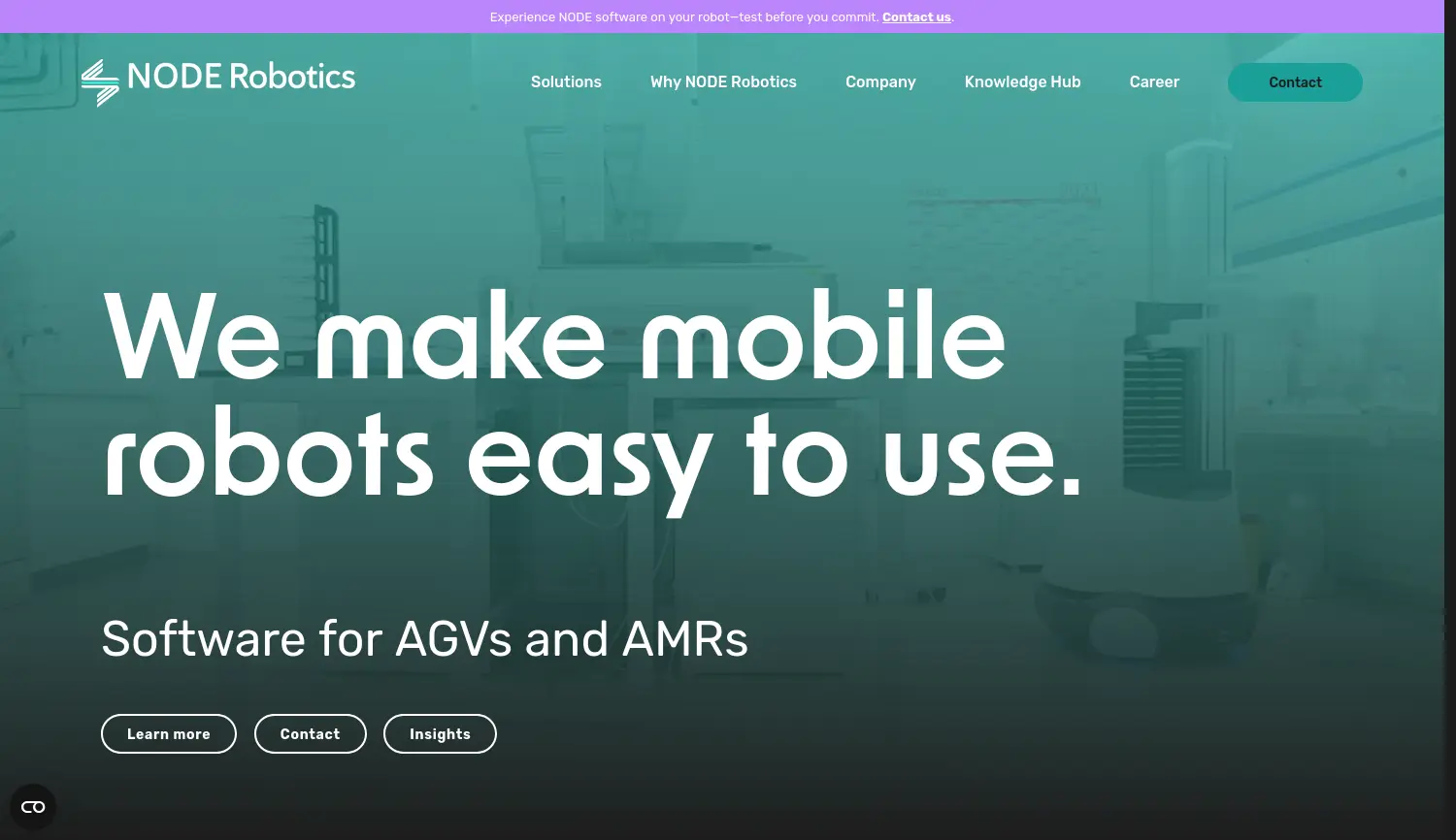 Website-Screenshot von NODE Robotics