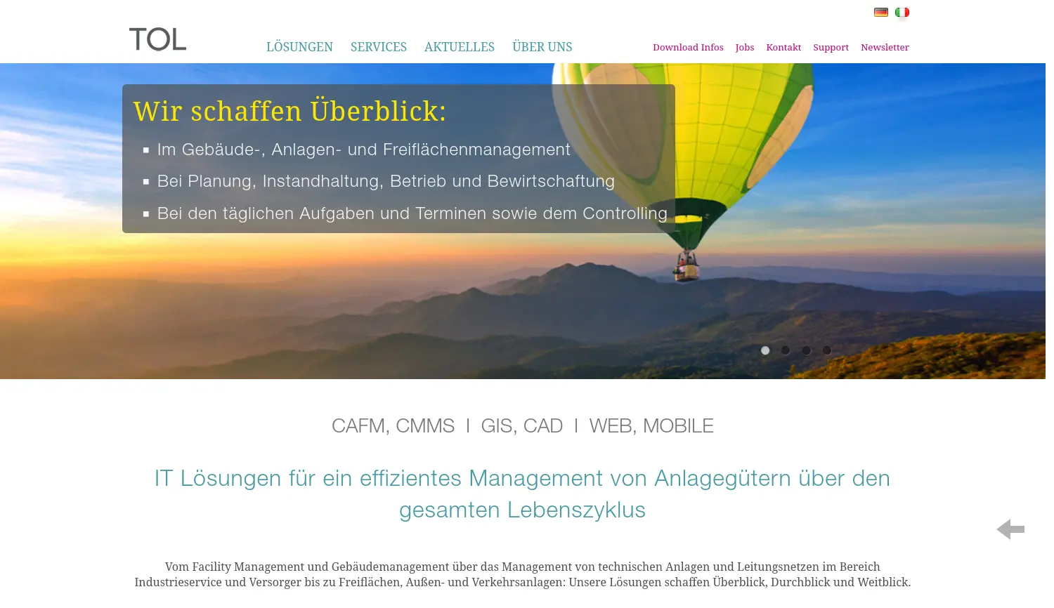 Website-Screenshot von TOL