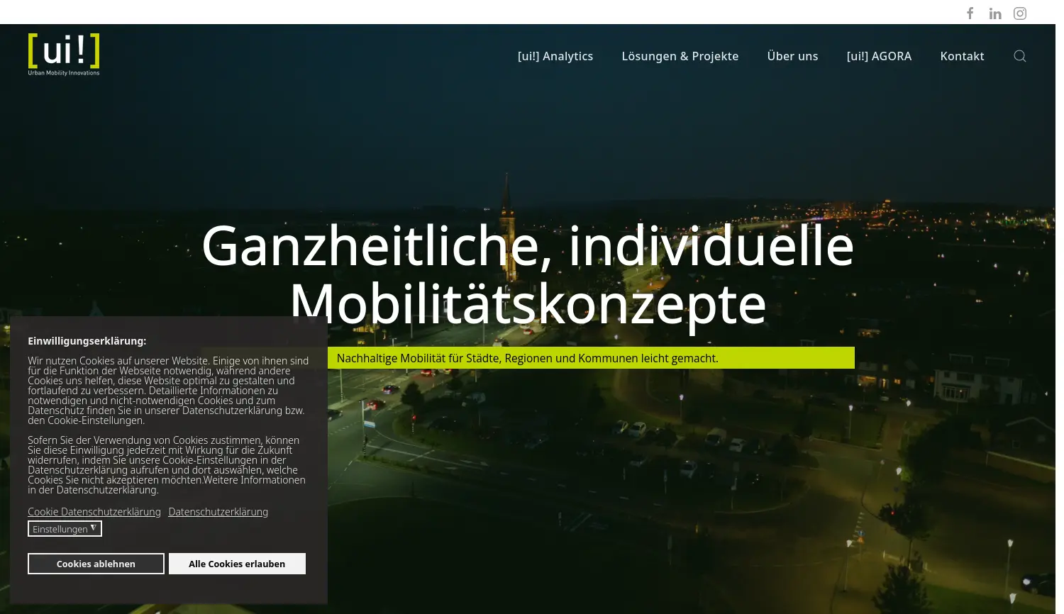 Website-Screenshot von Ui! Urban Mobility Solutions
