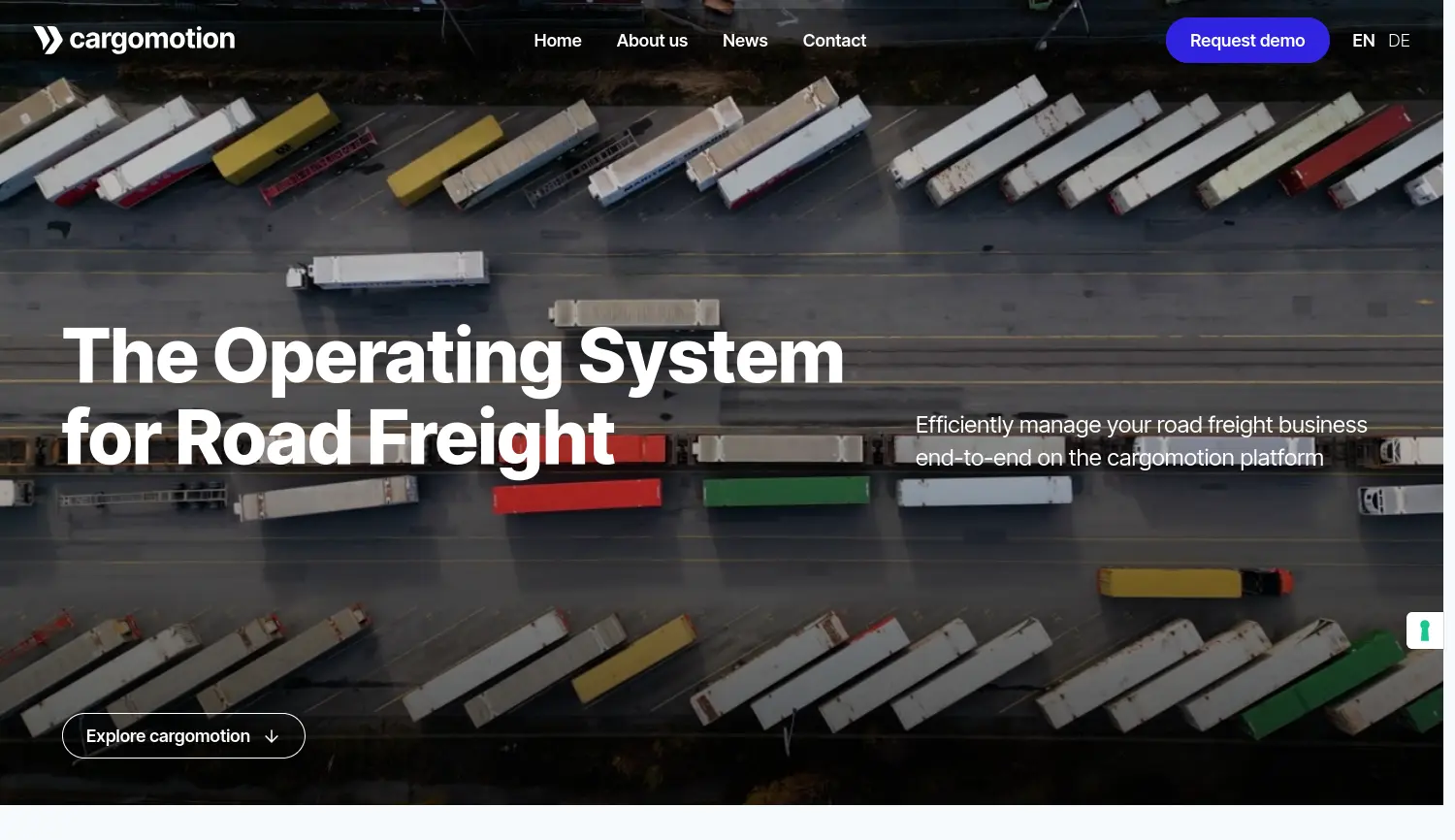Website-Screenshot von cargomotion