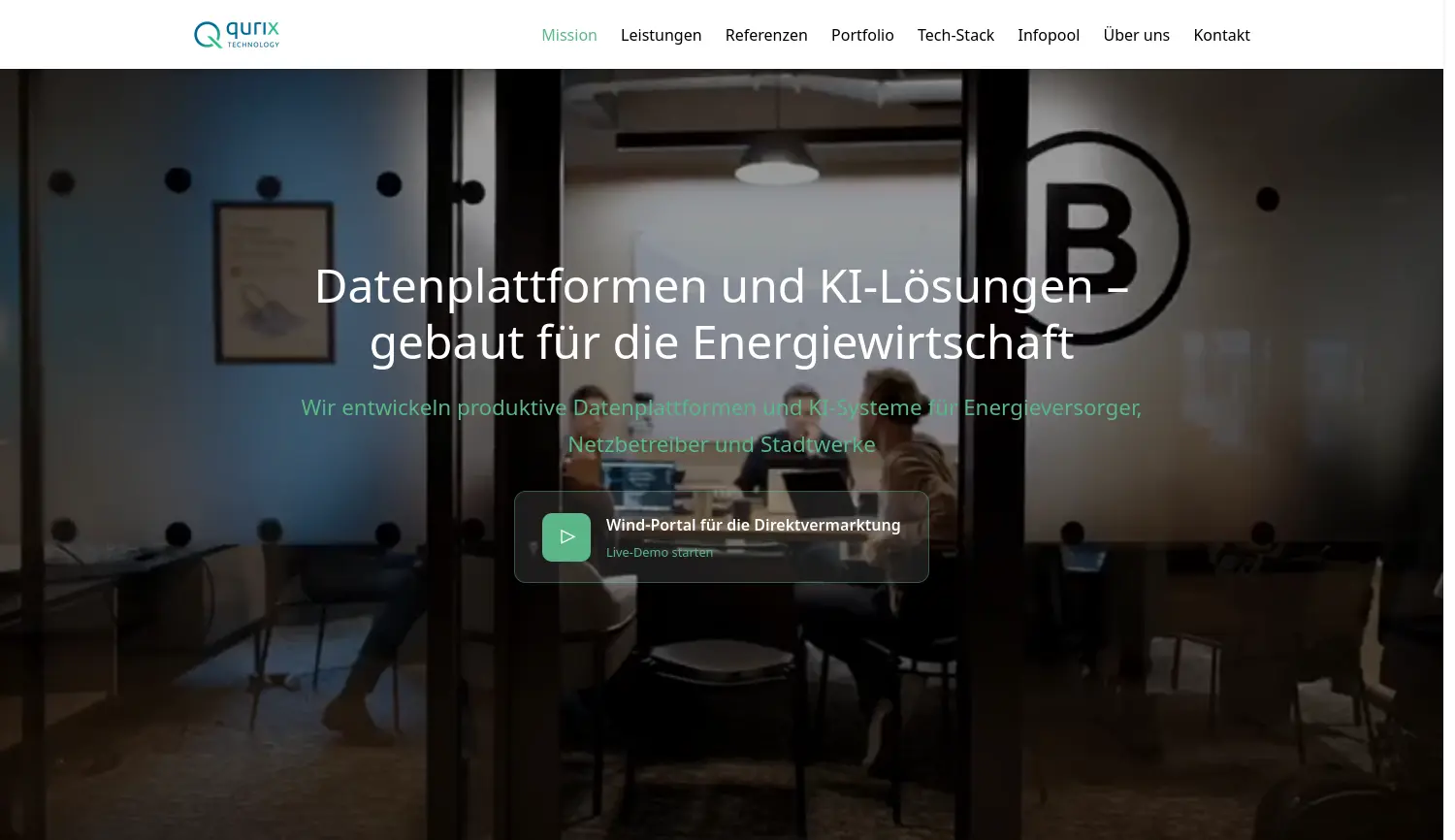 Website-Screenshot von qurix Technology